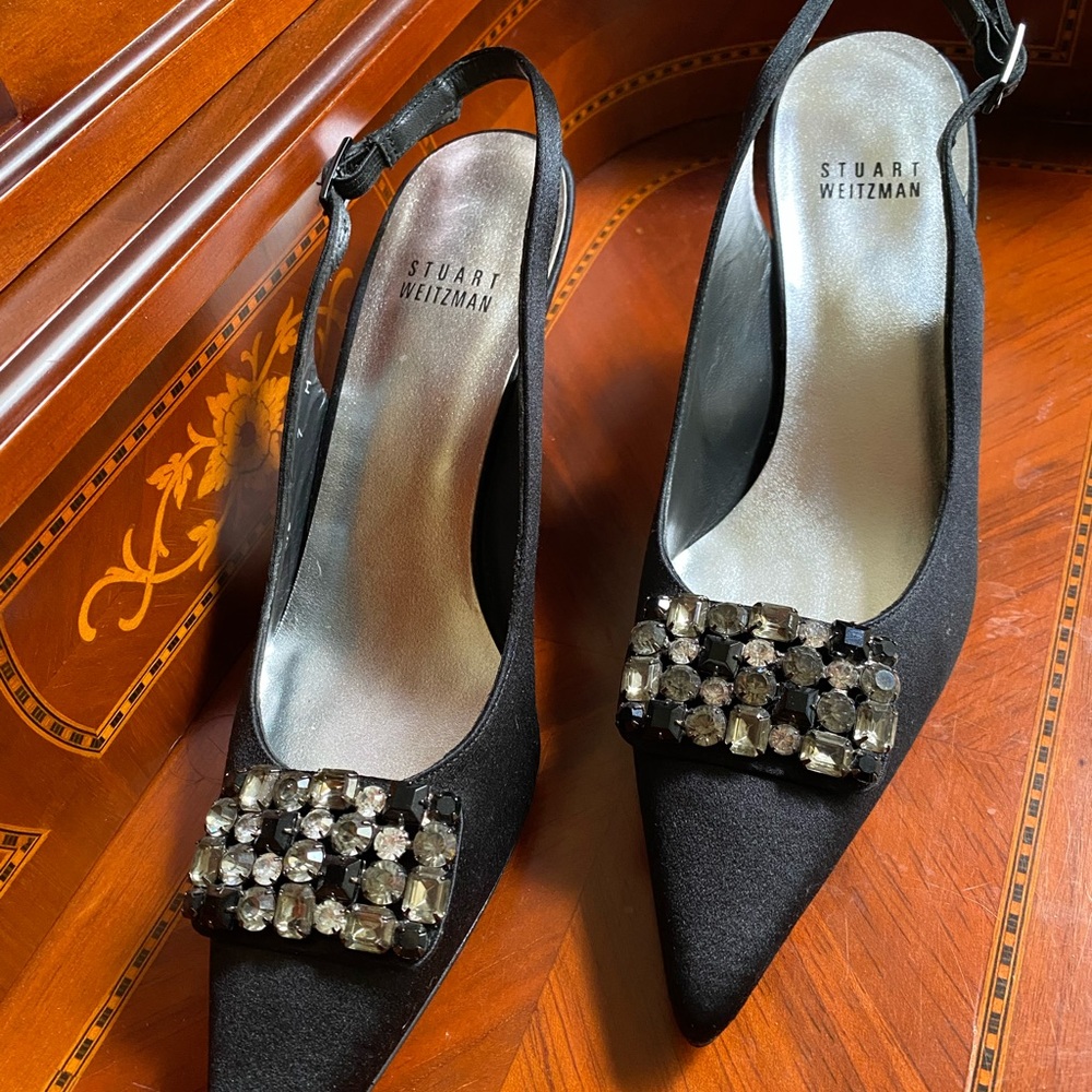 Stuart Weitzman sling backs with Rhinestone